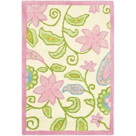 Safavieh 6 x 9 ft. Medium Rectangle Novelty Kids Ivory and Pink Hand Tufted Rug SFK351A-6